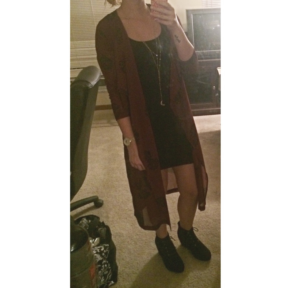 Sheer red kimono/cardigan